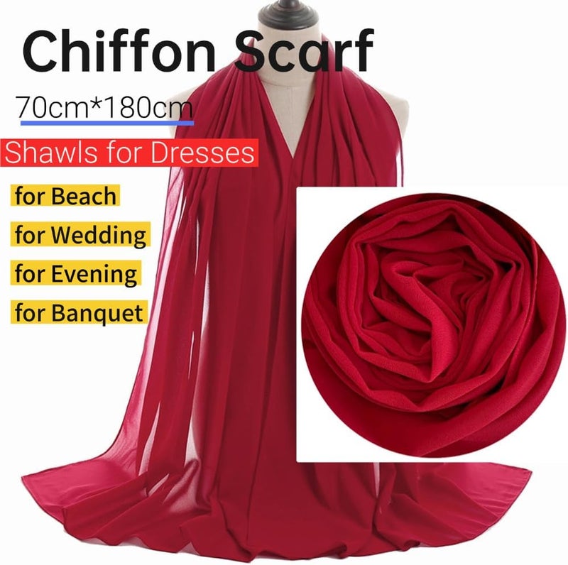Harewom Chiffon Hijab for Women Sheer Shawl and Wraps for Wedding Bridal Scarves Summer Lightweight Sun-proof Scarf - Image 2